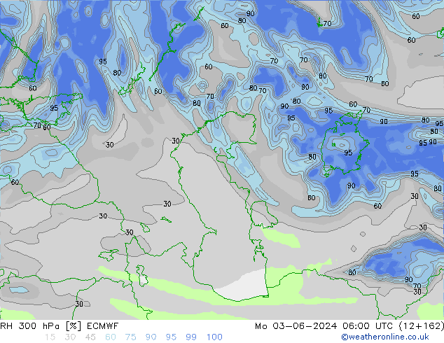 RH 300 hPa ECMWF  03.06.2024 06 UTC