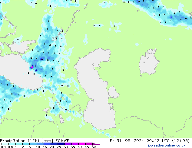 Precipitazione (12h) ECMWF ven 31.05.2024 12 UTC