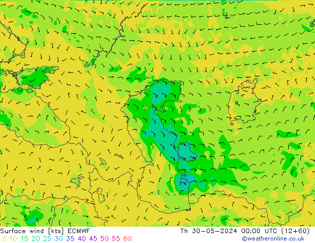 Surface wind ECMWF Th 30.05.2024 00 UTC