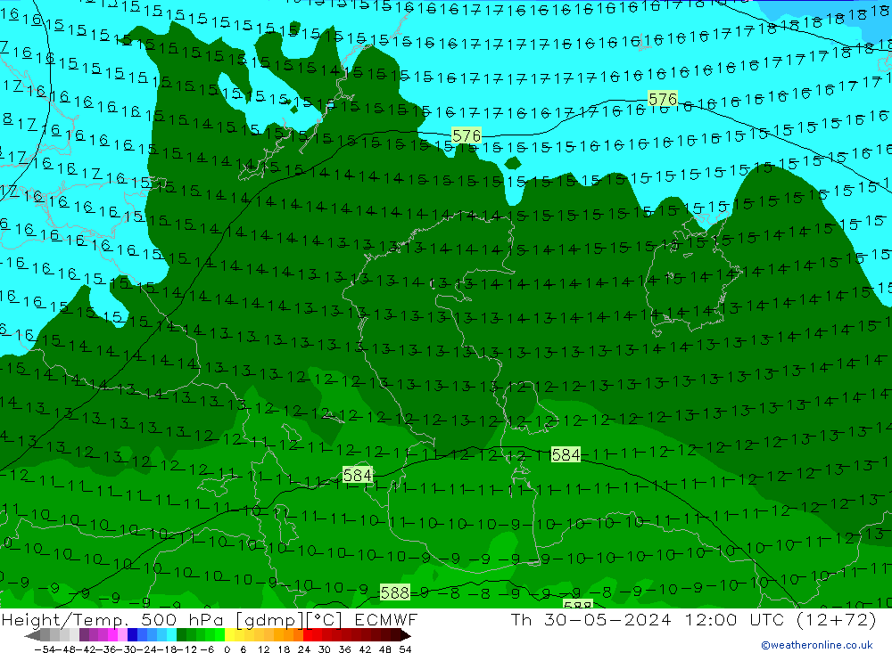 Z500/Rain (+SLP)/Z850 ECMWF  30.05.2024 12 UTC