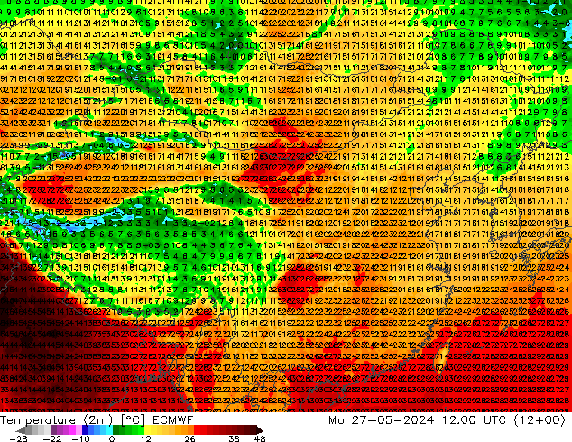 température (2m) ECMWF lun 27.05.2024 12 UTC