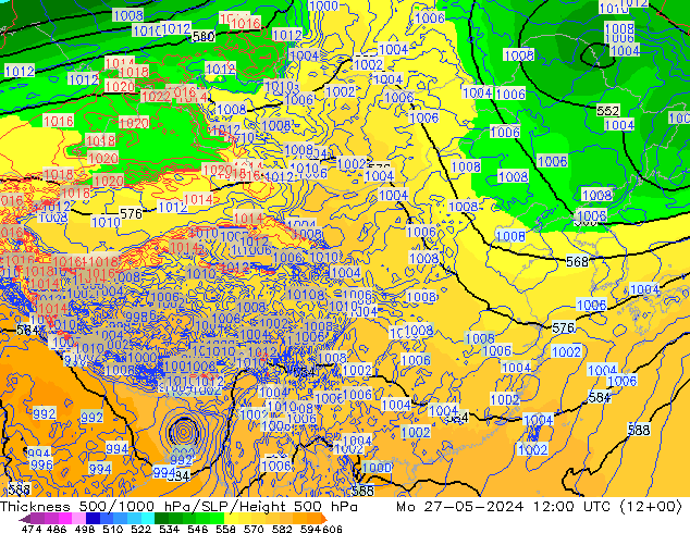 Thck 500-1000hPa ECMWF lun 27.05.2024 12 UTC