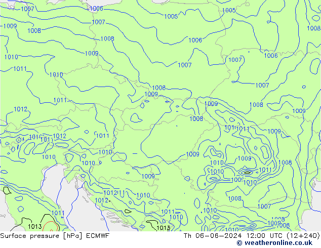 Surface pressure ECMWF Th 06.06.2024 12 UTC