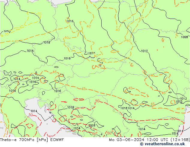 Theta-e 700hPa ECMWF Mo 03.06.2024 12 UTC