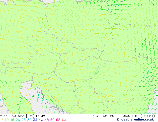 Vento 950 hPa ECMWF Sex 31.05.2024 00 UTC