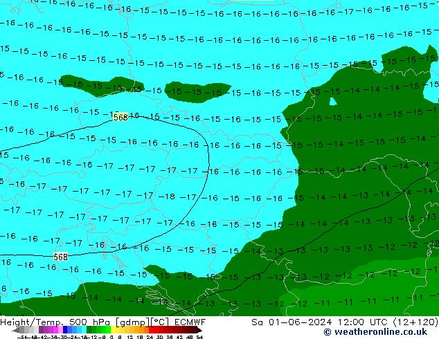 Z500/Rain (+SLP)/Z850 ECMWF so. 01.06.2024 12 UTC