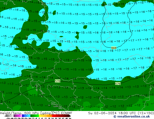 Z500/Rain (+SLP)/Z850 ECMWF Su 02.06.2024 18 UTC