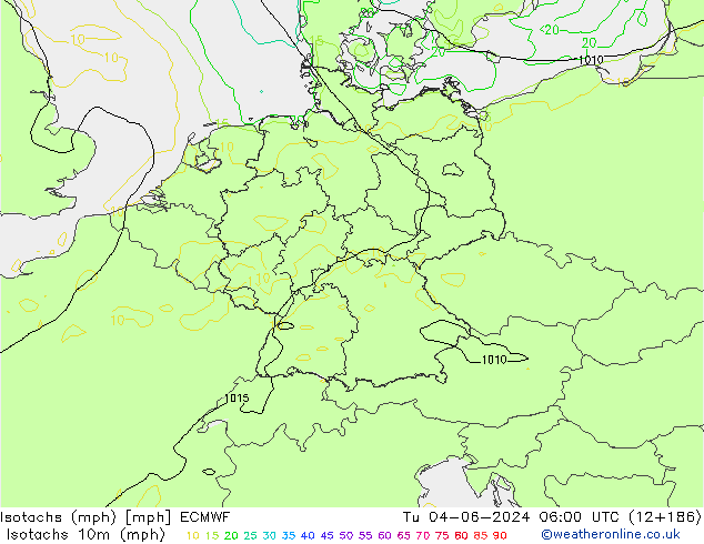 Isotachs (mph) ECMWF Tu 04.06.2024 06 UTC