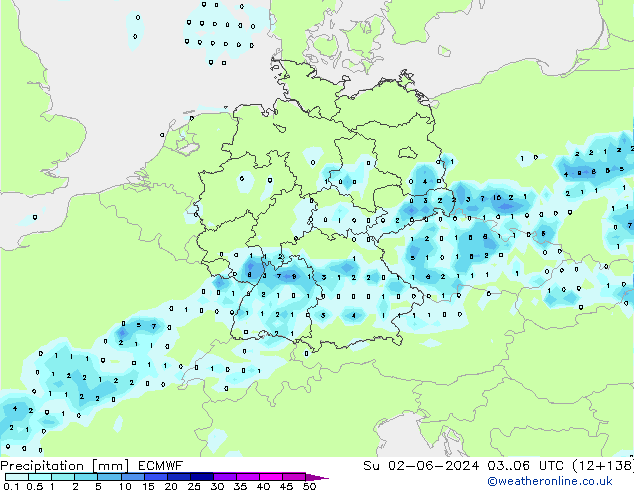 Precipitazione ECMWF dom 02.06.2024 06 UTC
