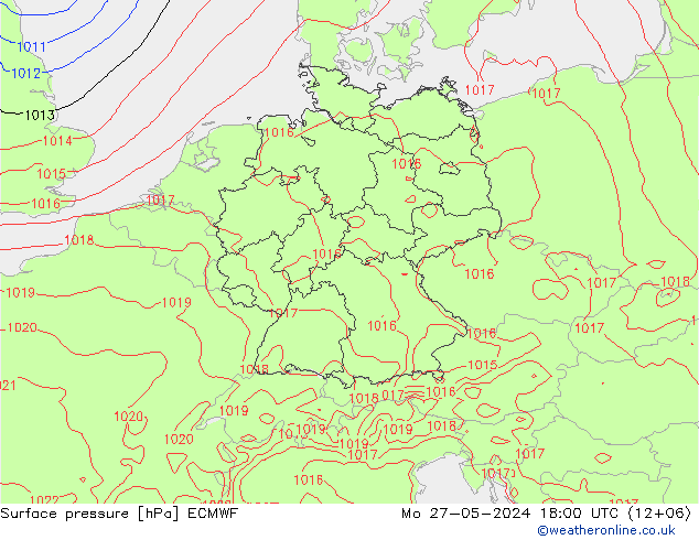 Surface pressure ECMWF Mo 27.05.2024 18 UTC