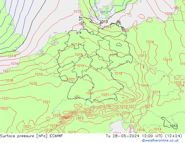 Luchtdruk (Grond) ECMWF di 28.05.2024 12 UTC