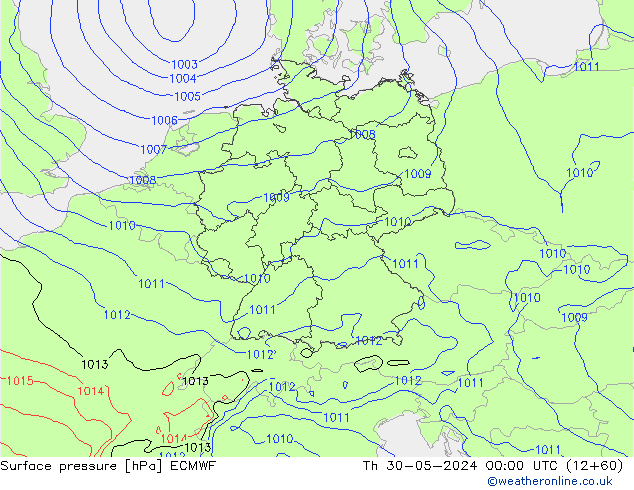 Surface pressure ECMWF Th 30.05.2024 00 UTC