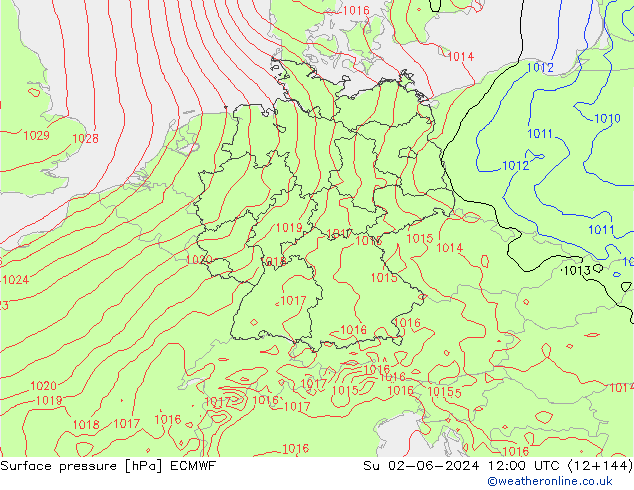 Bodendruck ECMWF So 02.06.2024 12 UTC