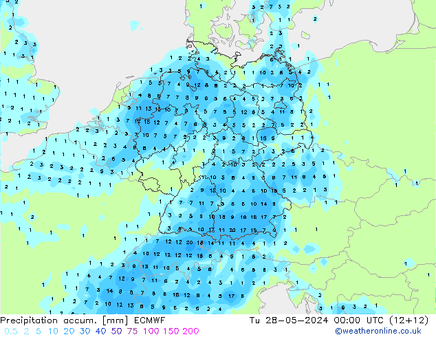 Nied. akkumuliert ECMWF Di 28.05.2024 00 UTC