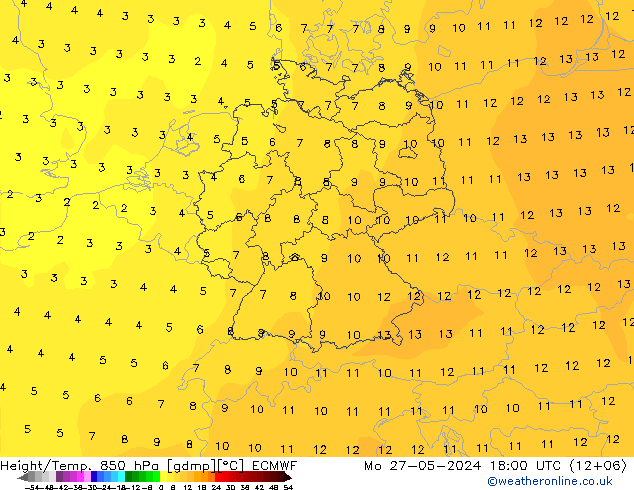 Z500/Rain (+SLP)/Z850 ECMWF Mo 27.05.2024 18 UTC