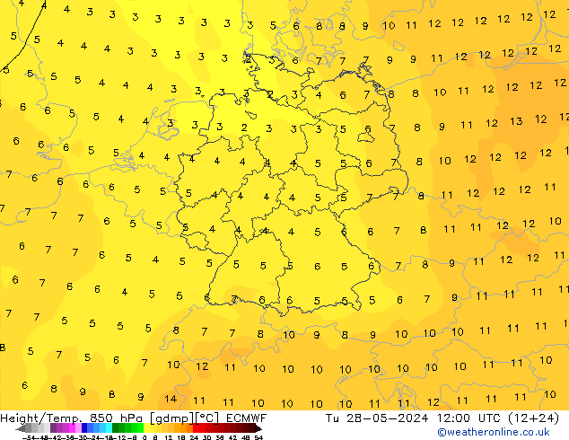 Z500/Rain (+SLP)/Z850 ECMWF mar 28.05.2024 12 UTC