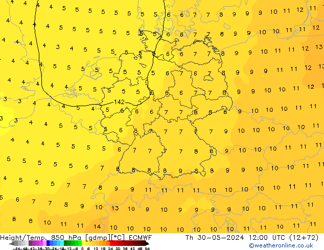 Z500/Regen(+SLP)/Z850 ECMWF do 30.05.2024 12 UTC