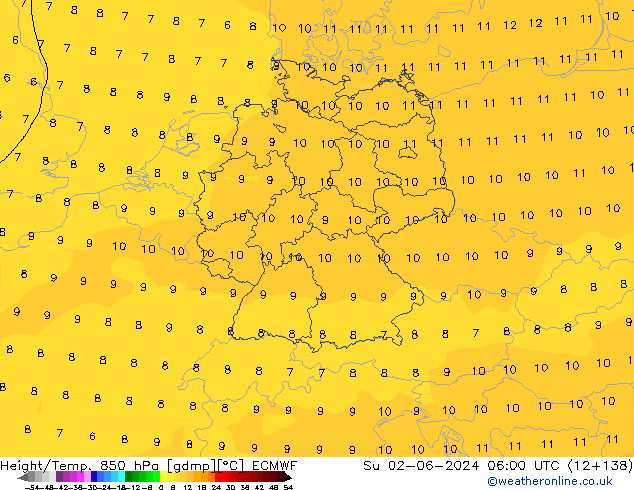 Height/Temp. 850 hPa ECMWF Dom 02.06.2024 06 UTC