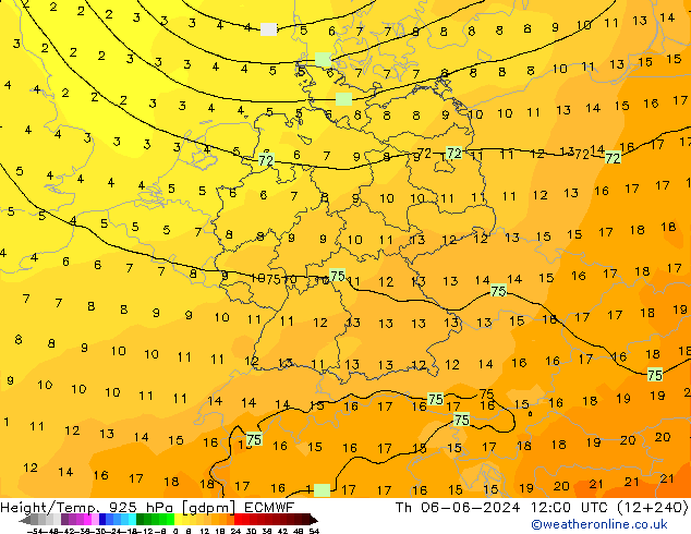 Height/Temp. 925 hPa ECMWF gio 06.06.2024 12 UTC