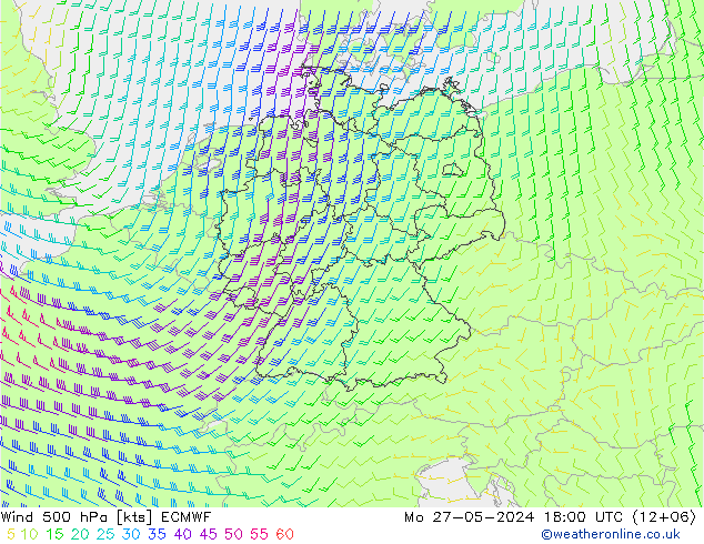 Wind 500 hPa ECMWF Mo 27.05.2024 18 UTC