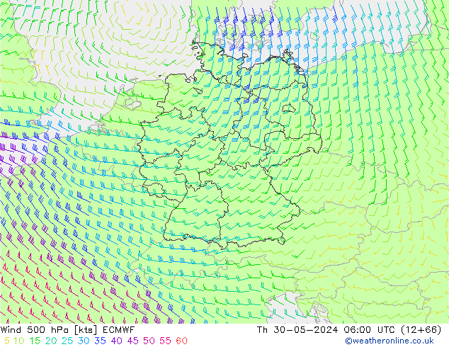 Rüzgar 500 hPa ECMWF Per 30.05.2024 06 UTC