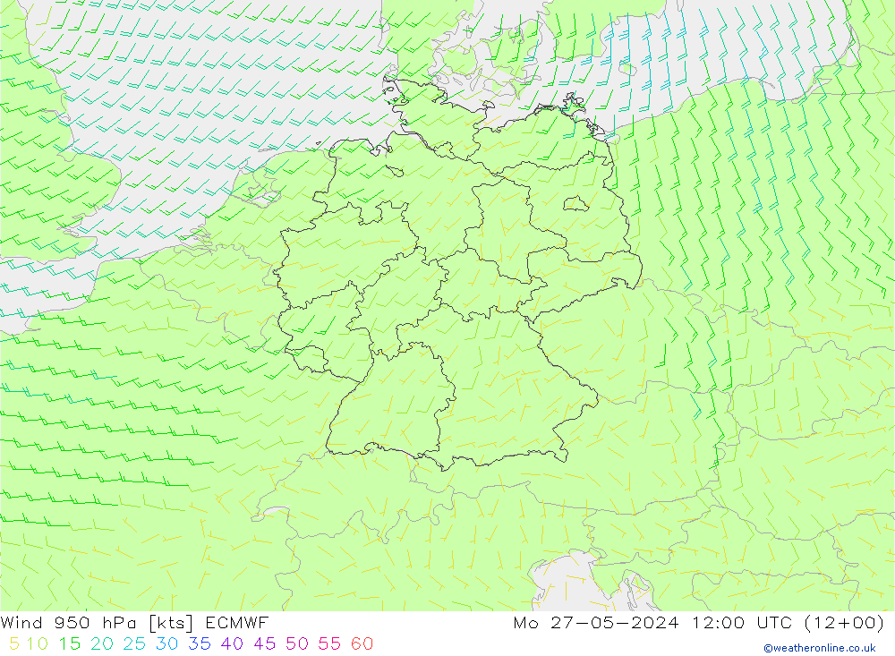 Wind 950 hPa ECMWF Mo 27.05.2024 12 UTC