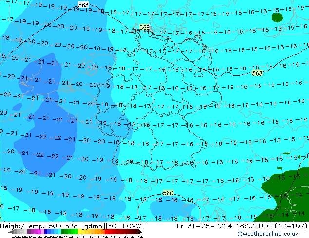 Z500/Rain (+SLP)/Z850 ECMWF Fr 31.05.2024 18 UTC