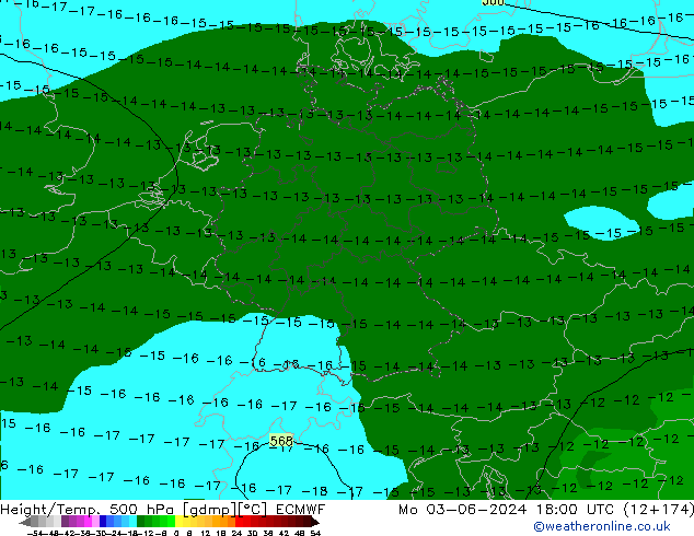 Z500/Yağmur (+YB)/Z850 ECMWF Pzt 03.06.2024 18 UTC