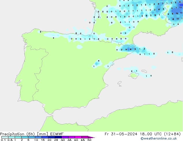 Z500/Rain (+SLP)/Z850 ECMWF Pá 31.05.2024 00 UTC