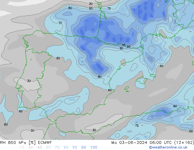 850 hPa Nispi Nem ECMWF Pzt 03.06.2024 06 UTC