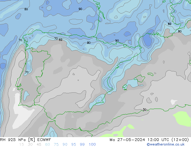 RH 925 hPa ECMWF Mo 27.05.2024 12 UTC