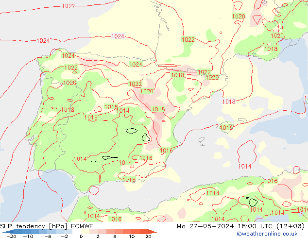 тенденция давления ECMWF пн 27.05.2024 18 UTC