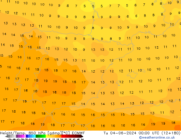 Height/Temp. 850 hPa ECMWF Ter 04.06.2024 00 UTC