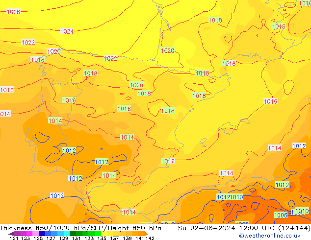 Thck 850-1000 hPa ECMWF Ne 02.06.2024 12 UTC