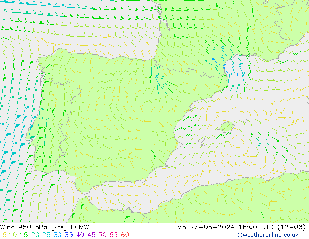 ветер 950 гПа ECMWF пн 27.05.2024 18 UTC