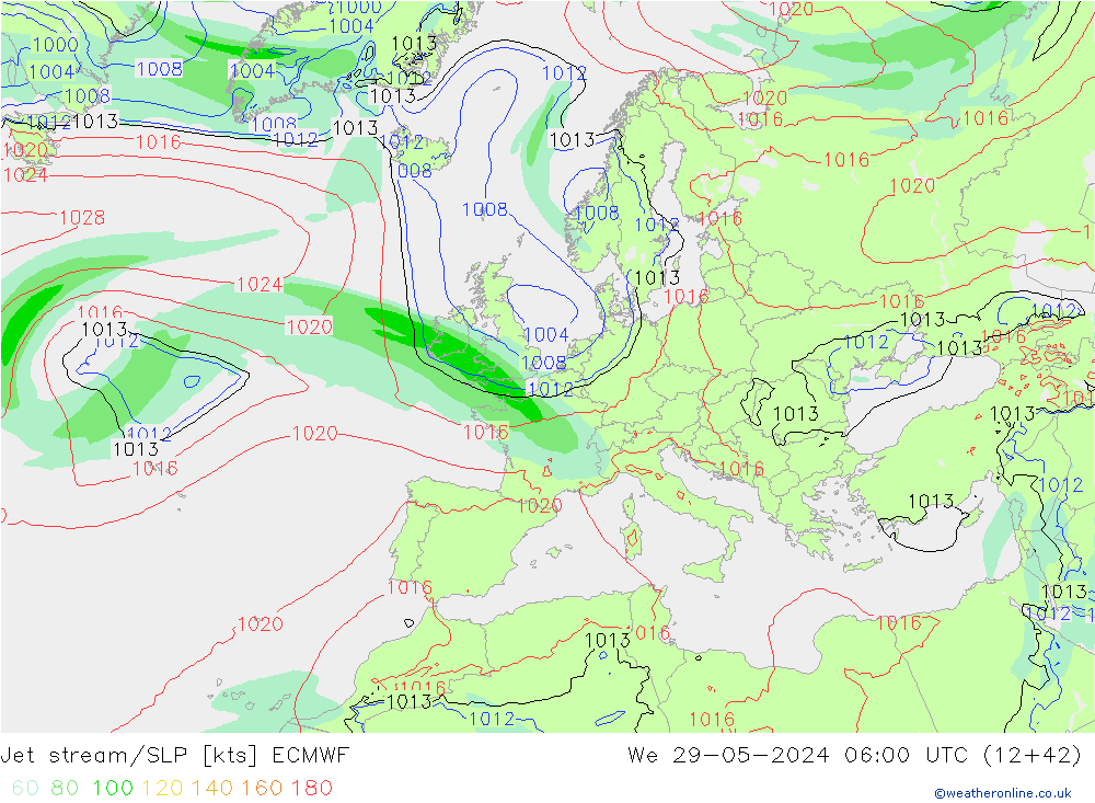 Jet stream/SLP ECMWF St 29.05.2024 06 UTC