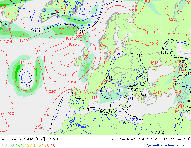 Jet stream/SLP ECMWF Sa 01.06.2024 00 UTC