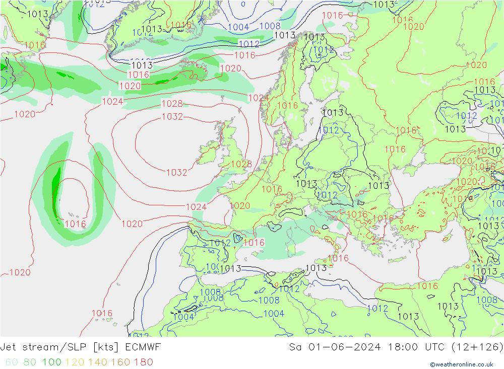 Corriente en chorro ECMWF sáb 01.06.2024 18 UTC