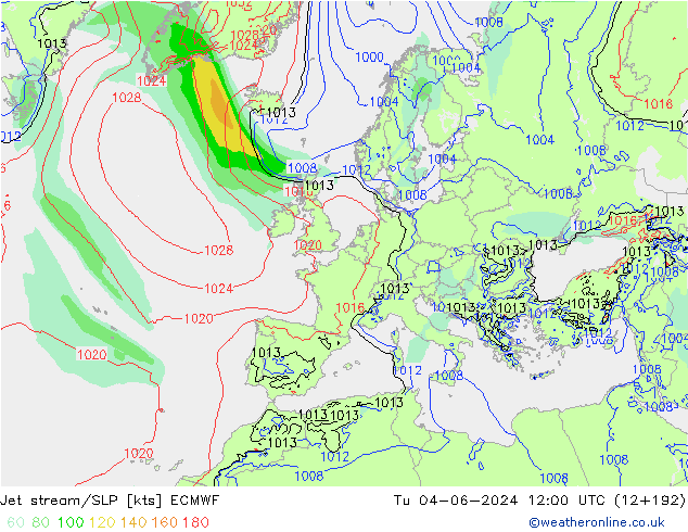 Jet Akımları/SLP ECMWF Sa 04.06.2024 12 UTC