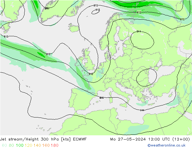 Corrente a getto ECMWF lun 27.05.2024 12 UTC