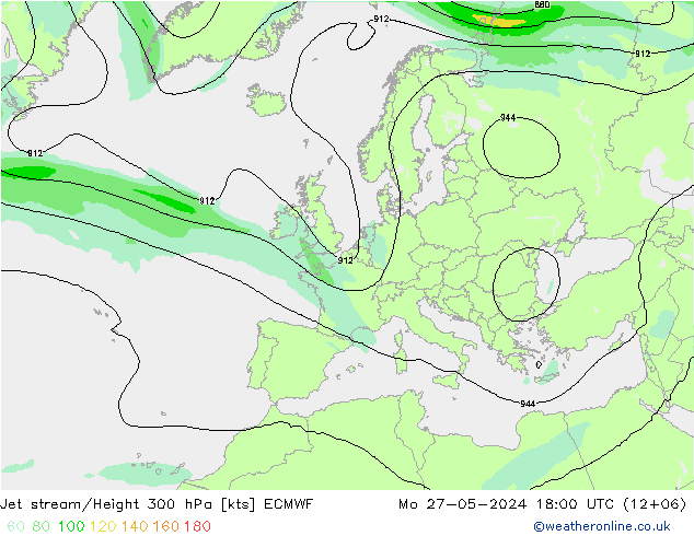 Corriente en chorro ECMWF lun 27.05.2024 18 UTC