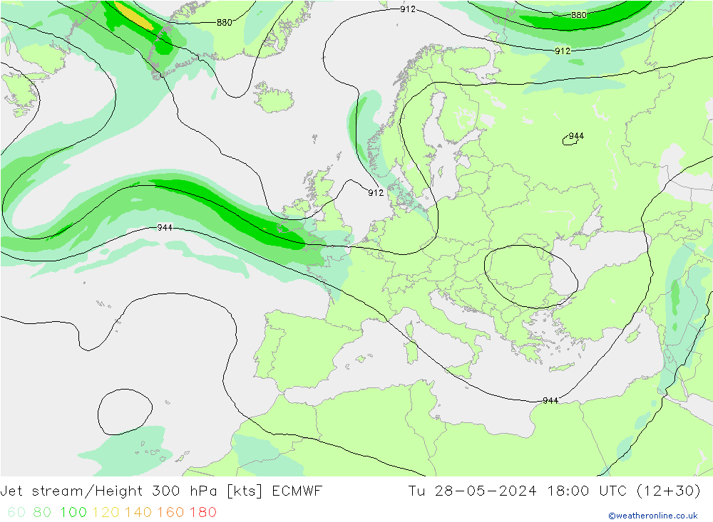 Corriente en chorro ECMWF mar 28.05.2024 18 UTC