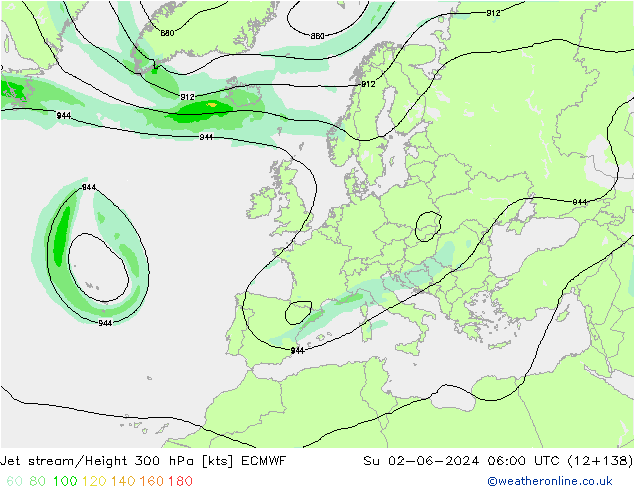 Jet stream/Height 300 hPa ECMWF Ne 02.06.2024 06 UTC