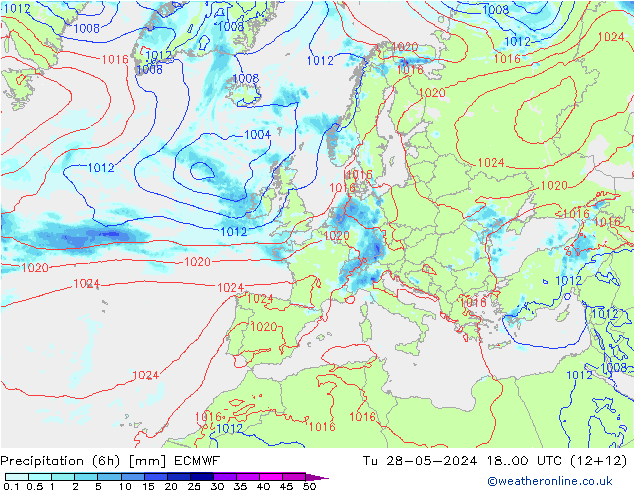 Z500/Regen(+SLP)/Z850 ECMWF di 28.05.2024 00 UTC