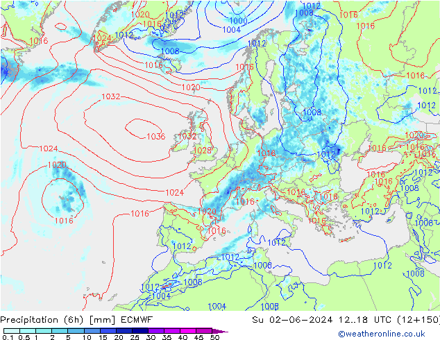 Z500/Regen(+SLP)/Z850 ECMWF zo 02.06.2024 18 UTC