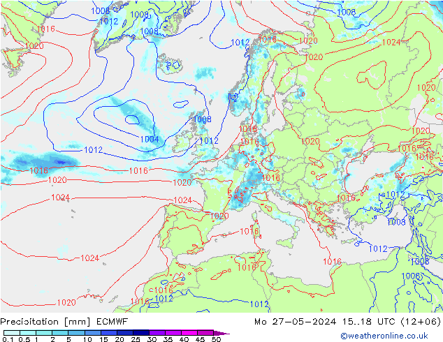 Srážky ECMWF Po 27.05.2024 18 UTC