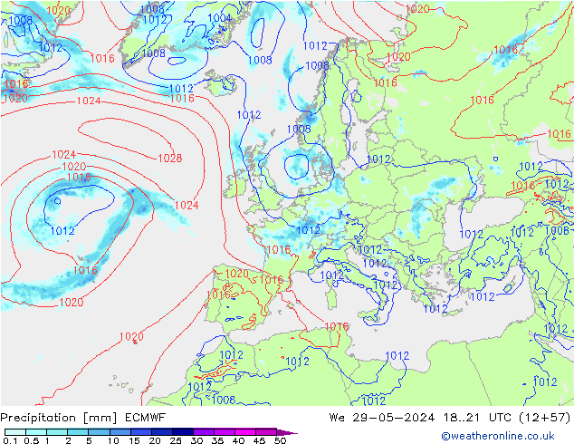 Precipitazione ECMWF mer 29.05.2024 21 UTC