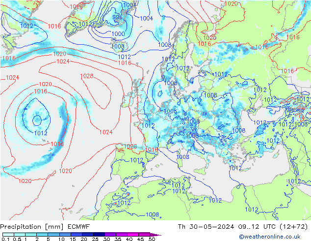 Precipitation ECMWF Th 30.05.2024 12 UTC