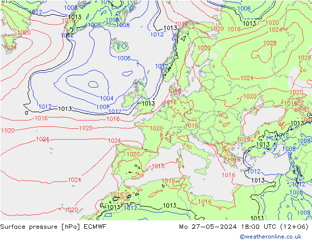 地面气压 ECMWF 星期一 27.05.2024 18 UTC
