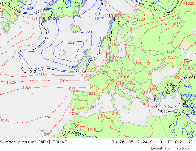 Presión superficial ECMWF mar 28.05.2024 00 UTC